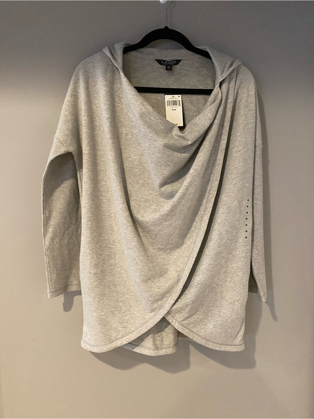 Lauren Ralph Lauren Light Heather Gray Draped Cowl Hoodie